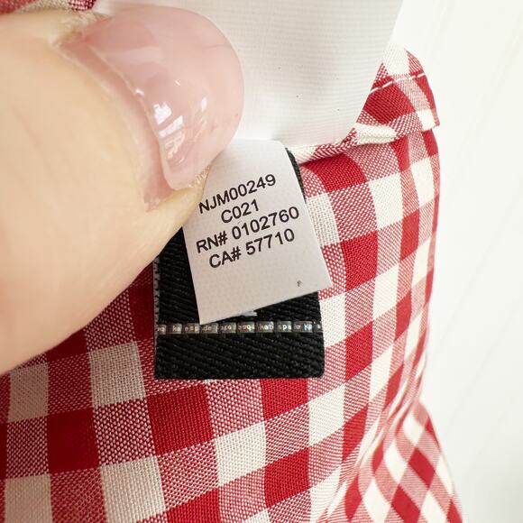 Kate Spade Red White Gingham Tiered Vineyard Summer Sundress V Neck Size 0 - Picture 9 of 11